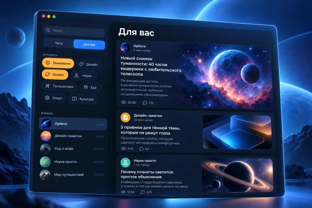 Новая лента Телеграмм.